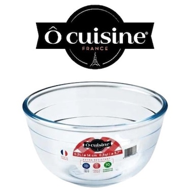 Ocuisine 0.5L Mixing Bowl - Tempered Borosilicate Glass &amp; Thermal Shock Resistant