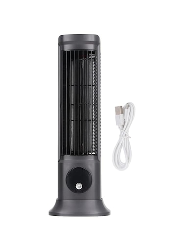 Luocute Bladeless USB Desk Fan, 10 Inch Desktop Air Cooler Small Fan with 3 Adjustable Speeds, Type C Rechargeable Low Noise Compact Tower Fan for Bedroom Home Office