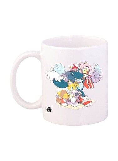 Sonic Video Game Printed Mug White/Blue/Red Standard Size