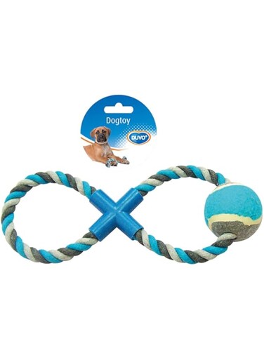 duvoplus Duvo+ Knotted Cotton Tug of War Dog Toy 8-Pull Tennis Ball