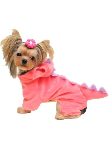 Tazweeq Pet Costumes, Dog Dinosaur Design Costume, Pink Pet Clothes for Little Dog (Pink, S)
