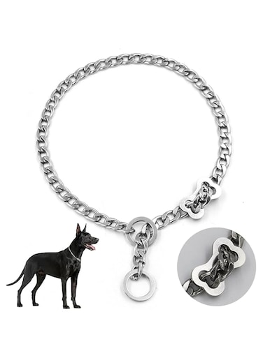 GMStahlei No Pull Dog Collar,Adjustable and Durable Solid Dog Collar.Stainless Steel,Chock Metal Chain Dog Collar Walking for Small and Large Dogs (M)