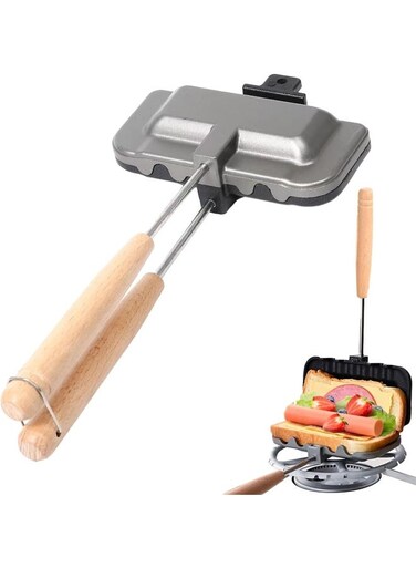 Toasted Sandwich Maker - Double Sided Baking Pan Frying Maker, Detachable Hot Dog Toaster and Grilled Cheese Maker for Pancakes, Toast