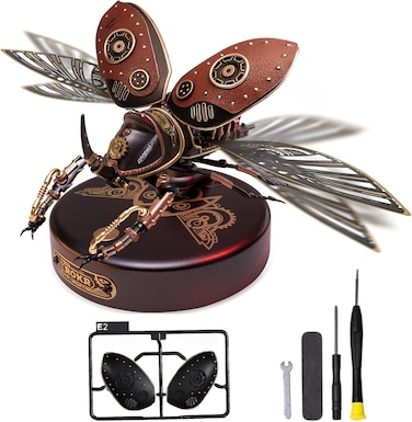ROKR  Model Kits For Adults to Build 3D Metal Puzzle Hercules Beetle ABS And Metal Buds Insects Figurine cyberpunk Decoration Gift Idea For Toy Collectors Men(MI01)