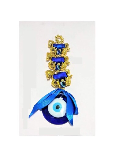 WOWWOW Fengshui Nazar Battu Evil Eye Wall Hanging.. (3 Horse Golden.)