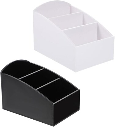 Operitacx Tea Storage Box - Acrylic Organizer with 3 Compartments (Black and White)