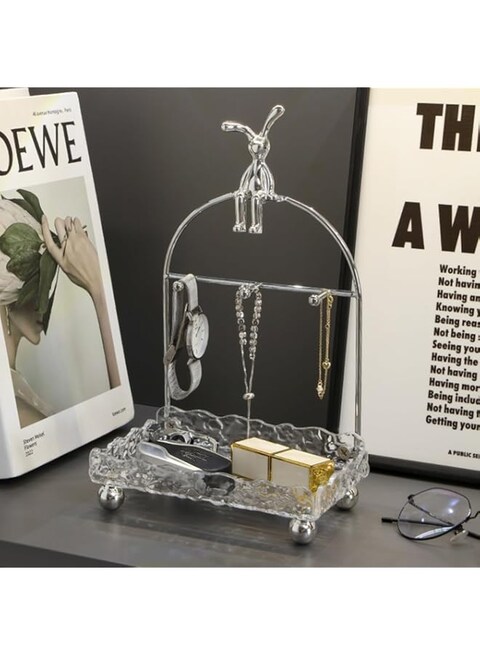 KASTWAVE Key Tray, Metal Key Holder Organizer Rack, Jewelry Organizer Necklace Stand Holder, Decorative Vanity Tray Organizer for Bedroom, Entryway, Hallway, Doorway, Camper