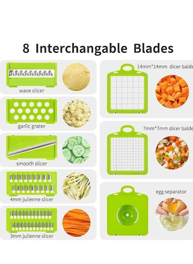NEW 13-in-1 Vegetable Chopper &acirc;&euro;&ldquo; Multifunctional Onion Chopper, Food Slicer &amp; Dicer with 8 Blades &acirc;&euro;&ldquo; High-Quality Veggie Chopper with Colander Basket &amp; Storage Container &acirc;&euro;&ldquo; Perfect for Salad, Potato, Carrot &amp; More