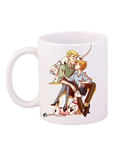 Couple Printed Coffee Mug White/Green/Beige