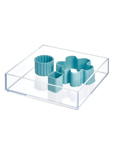 Clarity Kitchen Drawer Organizer for Silverware, Spatulas, Gadgets - Medium, 8" x 2", Clear