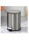 Stainless Steel Double Layer Dustbin with Pedal and Lid For Bathroom Kitchen,Silent Lidded Trash Bin,Fingerprint-Proof Modern Garbage Can,Round Bucket with Handle for Home Office (Grey, 12L)