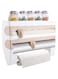 Wall Mounted Foil Cling Film and Roll Holder Dispenser, Kitchen Roll Holder Kitchen Cling Film Rack Multifunctional Film Storage Rack Cling Film Cutter for paper towels up to 28cm, 15.35"x3.94"x9.45