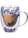 Glass Double Wall Glass 10oz Coffee Cups with Handle Tea Cups Beverage Glasses Tea Mug Milk Mug a riot of colour Novelty Aesthetic Heat Resistant (Purple Pink)