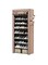 Vertical Narrow Shoe Rack Organizer Tall Shoe Rack for Closet Entryway 10 Tier Non-Woven Cover Shoe Shelf Holds 20-22 Pairs (Brown)