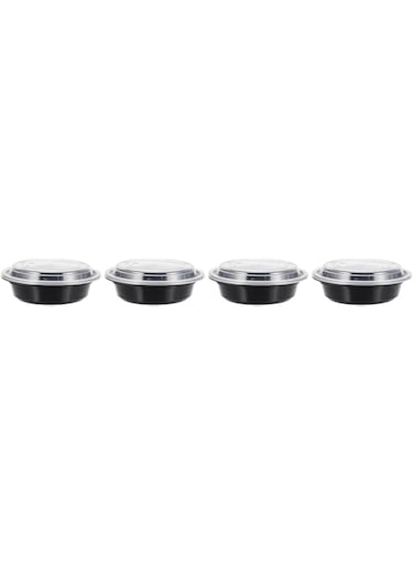 Fun Biodegradable Black round Container with clear Lid 16oz-Freezer Oven Dishwasher safe Microwaveable Food Container with Lids- Lunch Box- Storage box- Take Away, Reusable, Disposable (Pack of 4)