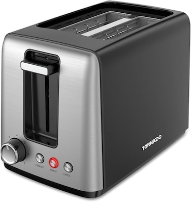 Tornado Toaster 2 Slice, 700W, 7 Browning Settings, Reheat/Cancel/Defrost Functions, Removable Crumb Tray, Black TTA01118-GS