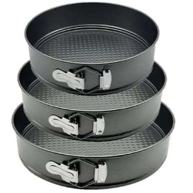 Springform Cake Pan Set of 3 (24CM/26CM/28CM) &ndash; Nonstick Leakproof Baking Pans with Removable Bottom &amp; Quick Release Latch &ndash; Carbon Steel Round Bakeware for Cheesecake, Torte, Pizza &amp; More