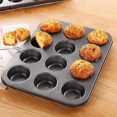 Nonstick 12-Cup Muffin Pan &ndash; Heavy Duty Cupcake Baking Tray for Oven   Easy Release &amp; Cleanup
