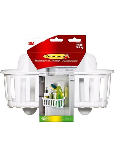 Command Under Sink Cabinet Caddy, Holds up to 7.5 lbs, 1-Caddy, 4-Strips, Organize Damage-Free