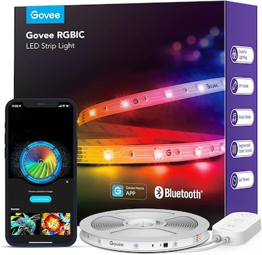 Govee RGBIC LED Strip Light 5M, Smart Lights for Bedroom, Bluetooth LED Strip APP Control, DIY Multiple Colors on One Line, Music Sync [Energy Class G]
