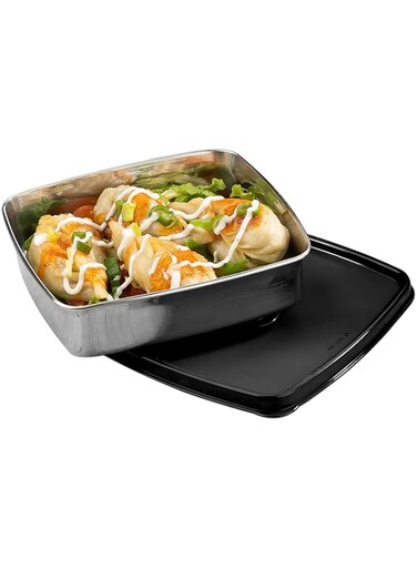 Signoraware Smart N Slim Steel 400ml Container, Set of 1, Black