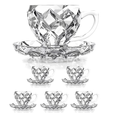 طقم فناجين شاي زجاجية مع صحون، سعة 100 مل - عبوة من 6 قطع، أكواب قهوة، أكواب شاي تركية مع صحون، أكواب للكابتشينو واللاتيه والقهوة والموكا والشاي وغيرها من المشروبات.
العلامة التجارية: ريكو