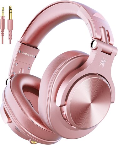OneOdio A70 Fusion Bluetooth Over Ear 72 Hours HiFi Stereo Headphones Wireless, Wireless Headphones with 6.35 mm and 3.5 mm Jack for Studio DJ Mobile Phone PC AMP - Rose Gold