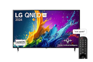 LG 55 Inch QNED QNED80 4K Smart TV AI Magic remote HDR10 webOS24 2024 55QNED80T6B.AMVE Black