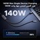 UGREEN 2-in-1 Type C to Type C Cable 140W Max 1.5M, Fast Charging USB-C Cable Smart Power Allocation Compatible with MacBook Pro/Air, HP, Dell, iPad Pro, iPhone 16-15, Galaxy S25, Xiaomi, OPPO