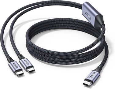 UGREEN 2-in-1 Type C to Type C Cable 140W Max 1.5M, Fast Charging USB-C Cable Smart Power Allocation Compatible with MacBook Pro/Air, HP, Dell, iPad Pro, iPhone 16-15, Galaxy S25, Xiaomi, OPPO