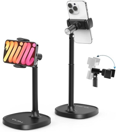 ULANZI Cell Phone Stand Mount for Desk Vijim HP004 Adjustable Height &amp; Angle Phone Holder 360 Degree Rotating Desktop Phone Stand Compatible with iPhone Samsung and All Phones