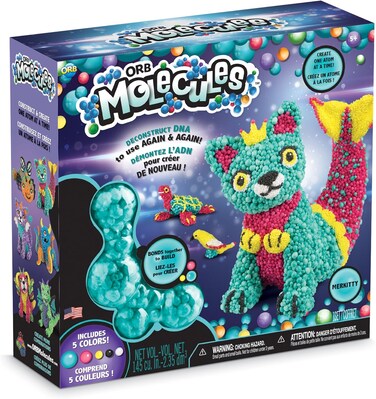 The Orb Factory Orbmolecules Merkitty Never Dries Compound, Aqua/Pink/Yellow, 9.44" X 3.44" X 8.44"-Packaging May Vary