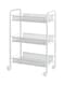 3-Tier Mesh Wire Rolling Multifunction Utility Cart Trolley With Hook White 60*14*29cm