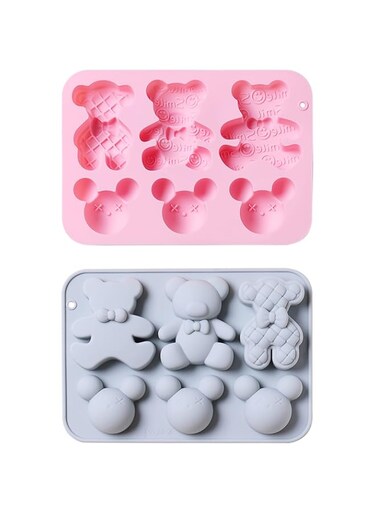 NALACAL 2Pcs Cartoon Bear Silicone Cake Molds, Jello Mold for Kids, DIY Baking Tool for Making Handmade Cake, Soft Candy, Ice Cube, Candy Making Supplies
