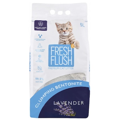Fresh Flush Clumping Bentonite Cat Litter- Lavender 5L
