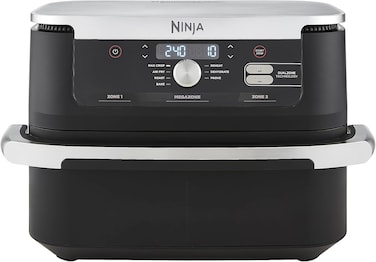 Ninja Foodi FlexDrawer Hot Air Fryer, Dual Zone, Converts to MegaZone 10.4L, 7-In-1, Dual Zone, With Little To No Oil, Non-Stick Dishwasher Safe Parts, Black AF500EU