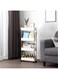 Cozy Nest 4Tier Slim Rolling Kitchen Trolley Cart Storage Organizer with 4 Hooks,Wheels for Mobility,Water derange Functional Shelves for Bathroom,Office,Bedroom(Narrow 4 Tier White)