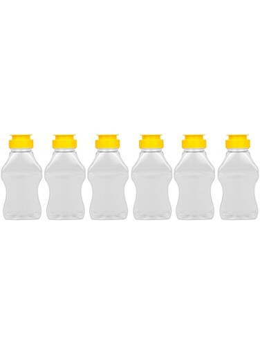 Honey Bottles, 275ml Plastic Honey Jars with Leak-Proof Flip-Top Caps, 6-Pcs, Squeeze Bottles for Honey, Syrups, Sauces, BPA-Free Food-Grade, Kitchen Storage Containers