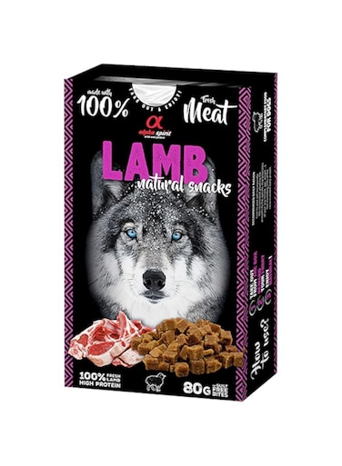 Alpha Spirit Natural Snacks For Dogs, Fresh Lamb Meat 80g