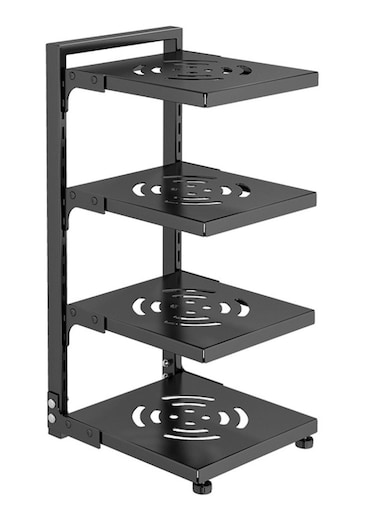 Adjustable 4-Layer Pot Rack Organizer Black