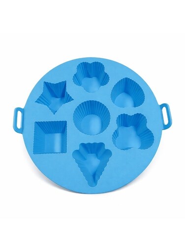 Baking Mold 7 Shapes &acirc;&euro;&ldquo; Non-Stick Heat Resistant Muffin &amp; Cupcake Tray for Air Fryer, Oven &amp; Microwave &acirc;&euro;&ldquo; Flexible BPA-Free Silicone Cake Mold &acirc;&euro;&ldquo; Grey Color
