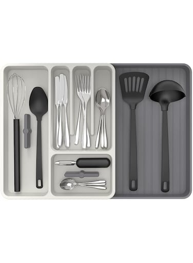 MR.SIGA Expandable Silverware Organizer, Flatware Organizer for Drawer, Utensil Organizer and Adjustable Cutlery Tray for Kitchen Drawer, White