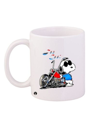 Cartoon Printed Ceramic Coffee Mug White/Blue/Red