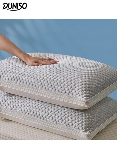 1 Pair of Ergonomically Comfortable Sleep Pillows Medium Support Comfortable Hollowfibre Pillow Breathable Washable 3D Structured Massage Granule Pillow for Neck, Back, Side Sleepers