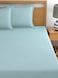 MAXQON Fitted Bed Sheet +2Pcs Pillow Covers, Queen Size 150x200+20cm, Color Sky blue