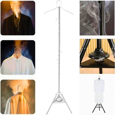 Metal Clothes Incense Burner Stand，Adjustable Dress Hanger with 3 Hooks, Durable Metal Construction, for Clothes Fragrance Infusion (white)
