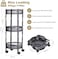 3 Tier Foldable Utility Rolling Cart with 360&deg; Lockable Wheels,Collapsible Metal Storage Organizer Trolley for Kitchen, Bathroom, Office &amp; Home, No Assembly Needed (black)