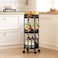 3 Tier Foldable Utility Rolling Cart with 360&deg; Lockable Wheels,Collapsible Metal Storage Organizer Trolley for Kitchen, Bathroom, Office &amp; Home, No Assembly Needed (black)