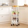 3 Tier Foldable Utility Rolling Cart with 360&deg; Lockable Wheels,Collapsible Metal Storage Organizer Trolley for Kitchen, Bathroom, Office &amp; Home, No Assembly Needed (white)