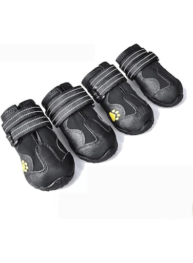 Aputue Dog Shoes, Comfortable Dog Boots, 7.5x7cm Waterproof Dog Shoes, Outdoor Dog Shoes for Medium to Large Dogs, Dog Booties with Reflective Velcro Rugged Anti-Slip Sole and Skid-Proof